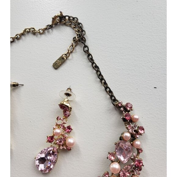 Pink Pearl and Rhinestone crystal jewelry set - Picture 4 of 6